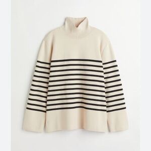 H&M womens high collar striped sweater size medium